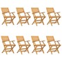 Sedie da Giardino Pieghevoli 8pz 55x62x90cm Legno Massello Teak