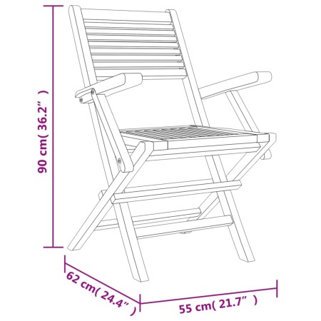 Sedie da Giardino Pieghevoli 8pz 55x62x90cm Legno Massello Teak