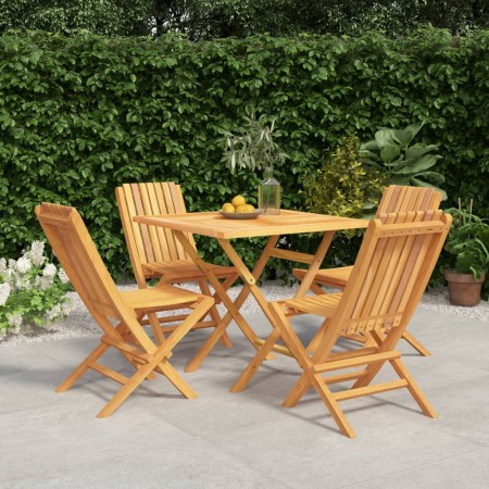 Set da Pranzo per Giardino 5 pz in Legno Massello di Teak