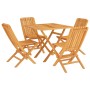 Set da Pranzo per Giardino 5 pz in Legno Massello di Teak