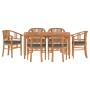 Set da Pranzo da Giardino 7 pz in Legno Massello di Teak