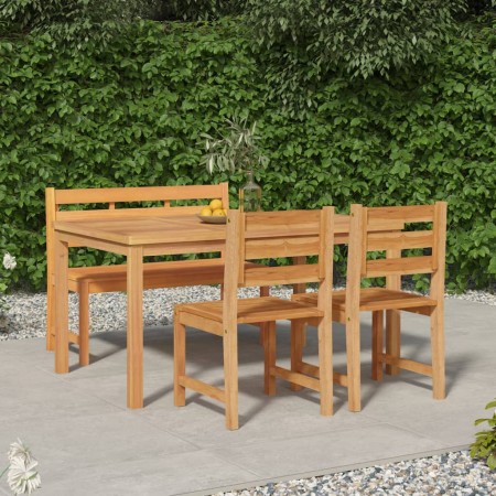 Set da Pranzo per Giardino 4 pz in Legno Massello di Teak