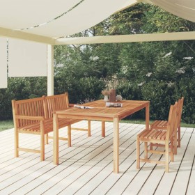 Set da Pranzo per Giardino 4 pz in Legno Massello di Teak