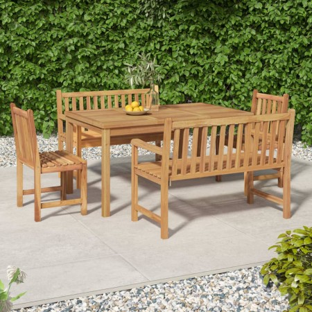 Set da Pranzo per Giardino 5 pz in Legno Massello di Teak