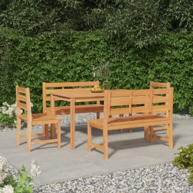 Set da Pranzo per Giardino 5 pz in Legno Massello di Teak