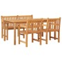 Set da Pranzo per Giardino 4 pz in Legno Massello di Teak