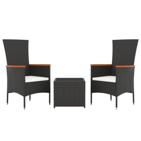 Set Mobili da Giardino 3 pz Nero Polyrattan e Acciaio