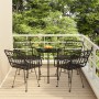 Set da Pranzo da Giardino 5 pz Nero in Polyrattan