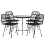 Set da Pranzo da Giardino 5 pz Nero in Polyrattan