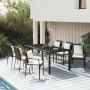 Set da Pranzo da Giardino 7 pz Nero con Cuscini in Polyrattan