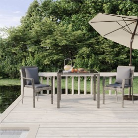 Set da Pranzo da Giardino 3 pz con Cuscini in Polyrattan Grigio