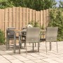 Set da Pranzo da Giardino 5 pz con Cuscini in Polyrattan Grigio