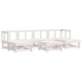 Set Divani da Giardino 7pz con Cuscini in Legno Massello Bianco