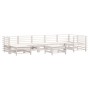 Set Divani da Giardino 8pz con Cuscini in Legno Massello Bianco
