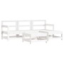 Set Divani da Giardino 5pz con Cuscini in Legno Massello Bianco