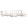 Set Divani da Giardino 7pz con Cuscini in Legno Massello Bianco