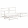 Set Divani da Giardino 4pz con Cuscini in Legno Massello Bianco