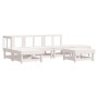 Set Divani da Giardino 6pz con Cuscini in Legno Massello Bianco