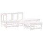 Set Divani da Giardino 4pz con Cuscini in Legno Massello Bianco