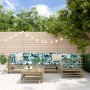 Set Divani da Giardino 6pz con Cuscini Legno Impregnato di Pino