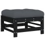 Set Divani da Giardino 10 pz con Cuscini Legno Massello Nero