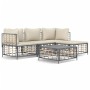 Set Divani da Giardino 4 pz con Cuscini Antracite in Polyrattan