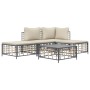 Set Divani da Giardino 5 pz con Cuscini Antracite in Polyrattan