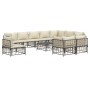 Set Divani da Giardino 11pz con Cuscini in Polyrattan Antracite