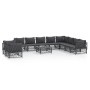 Set Salotto da Giardino 11 pz con Cuscini Antracite in Acciaio