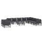 Set Salotto da Giardino 11 pz con Cuscini Antracite in Acciaio