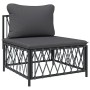 Set Salotto da Giardino 11 pz con Cuscini Antracite in Acciaio