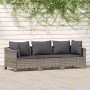 Set Divani da Giardino 3 pz con Cuscini in Polyrattan Grigio