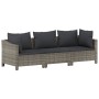 Set Divani da Giardino 3 pz con Cuscini in Polyrattan Grigio