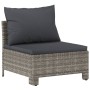 Set Divani da Giardino 3 pz con Cuscini in Polyrattan Grigio