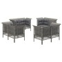 Set Divani da Giardino 8 pz con Cuscini in Polyrattan Grigio