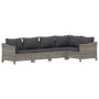 Set Divani da Giardino 5 pz con Cuscini in Polyrattan Grigio