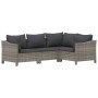 Set Divani da Giardino 5 pz con Cuscini in Polyrattan Grigio