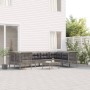 Set Divani da Giardino 9 pz con Cuscini in Polyrattan Grigio