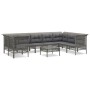 Set Divani da Giardino 9 pz con Cuscini in Polyrattan Grigio