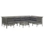 Set Divani da Giardino 9 pz con Cuscini in Polyrattan Grigio