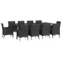 Set da Pranzo da Giardino 11 pz con Cuscini in Polyrattan Nero