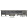 Set Divani da Giardino 8 pz con Cuscini in Polyrattan Grigio