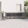 Set Divani da Giardino 6 pz con Cuscini in Polyrattan Grigio