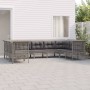 Set Divani da Giardino 9 pz con Cuscini in Polyrattan Grigio