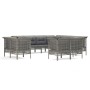 Set Divani da Giardino 11 pz con Cuscini in Polyrattan Grigio