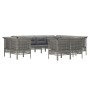 Set Divani da Giardino 11 pz con Cuscini in Polyrattan Grigio