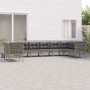 Set Divani da Giardino 9 pz con Cuscini in Polyrattan Grigio