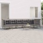 Set Divani da Giardino 8 pz con Cuscini in Polyrattan Grigio