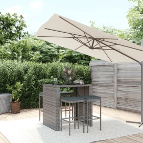 Set Bar da Giardino 5 pz con Cuscini in Polyrattan Grigio