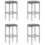 Set Bar da Giardino 5 pz con Cuscini in Polyrattan Grigio